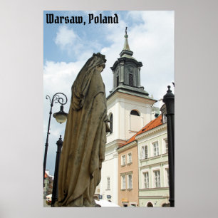 Poster Eglise et statue de Varsovie, Pologne