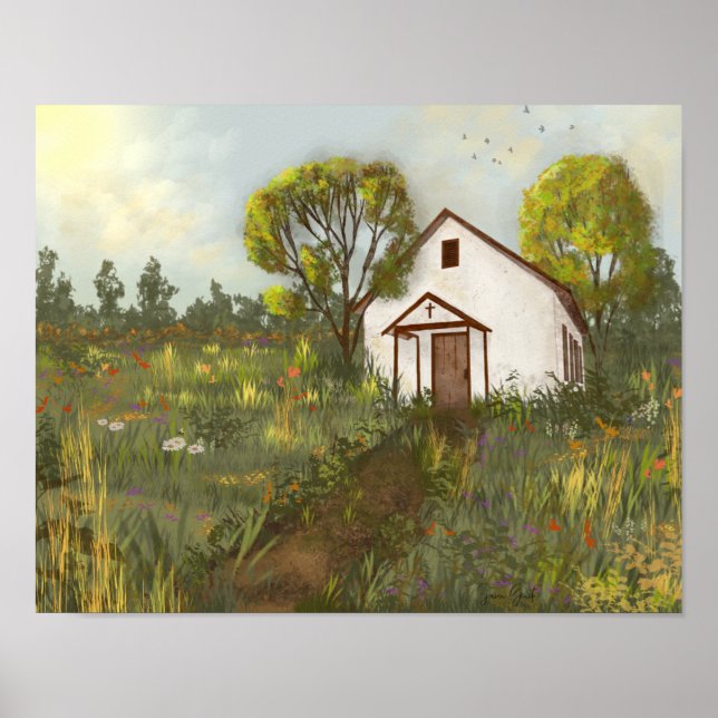 Poster Église Fleur sauvage du paysage Meadow California (Devant)