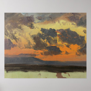 Poster Église Frederic Edwin - Ciel au coucher du soleil,