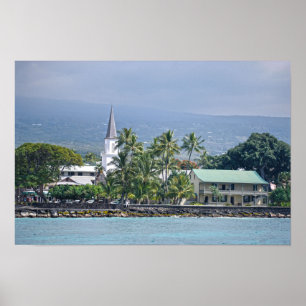 Poster Église Mokuaikaua, palais Hulihee, Kailua-Kona, HI