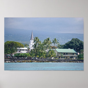 Poster Église Mokuaikaua, Palais Hulihee, Kailua-Kona, HI