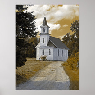 Poster Église presbytérienne de Riverside 1800s sépia