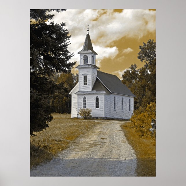 Poster Église presbytérienne de Riverside 1800s sépia (Devant)