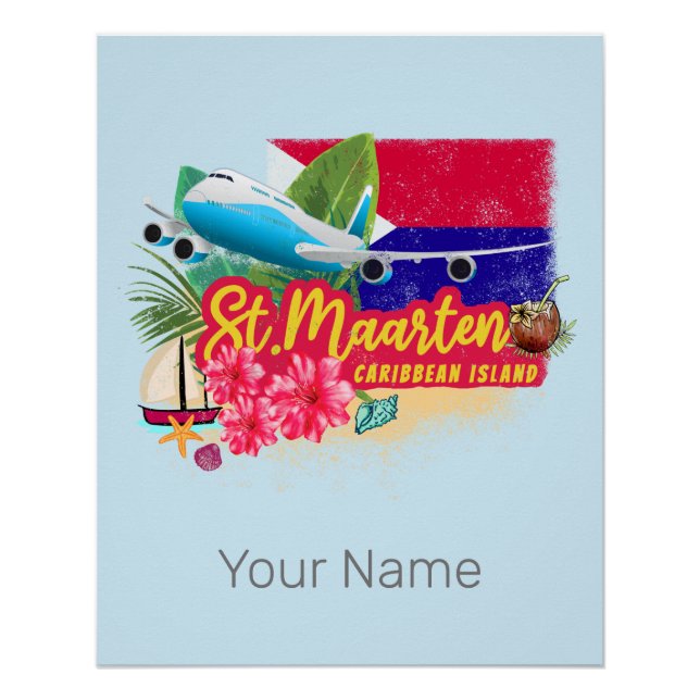 Poster Église Saint-Maarten Retro Caribbean Vintage Islan (Devant)