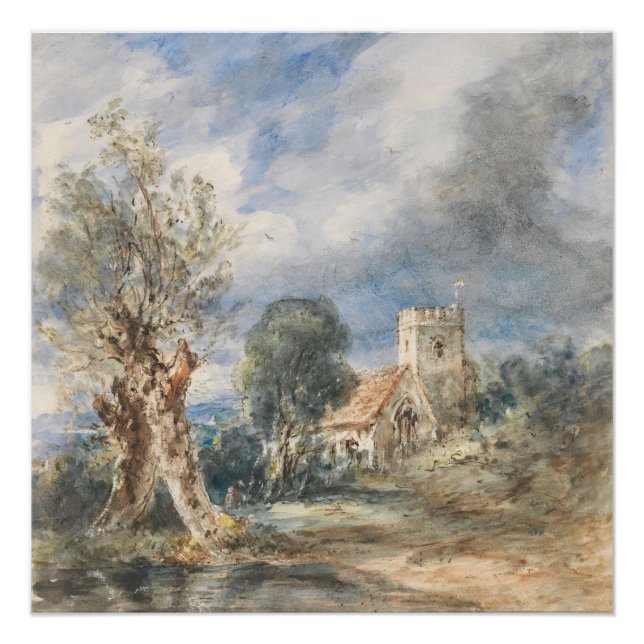 Poster Église Stoke Poges (1834) John Constable (Devant)