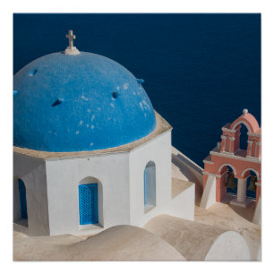 Poster Église sur l'île de Santorin, Grèce