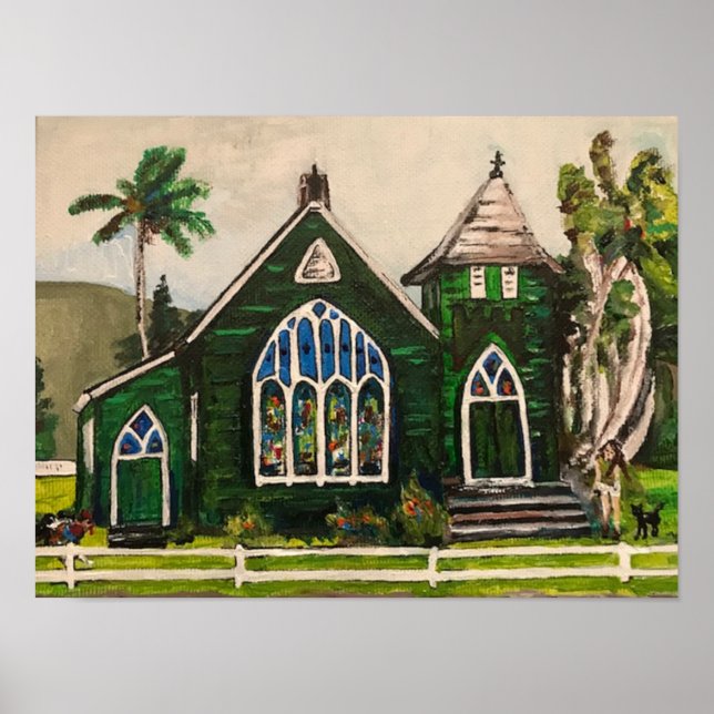 Poster Église Waioli Huiia, Peinture Kauai (Devant)