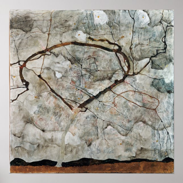 Poster Egon Schiele Arbre d'automne dans l'air fatigué (Devant)