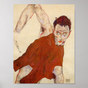 Poster Egon Schiele - autoportrait dans un gilet de cuir