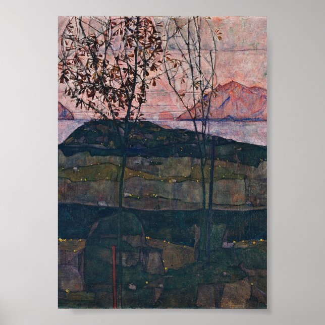 Poster Egon Schiele - Coucher le soleil (Devant)