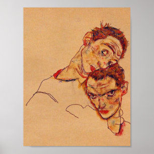Poster Egon Schiele - Double Self Portrait