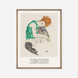 Poster Egon Schiele Femme assise avec genoux bentés Art