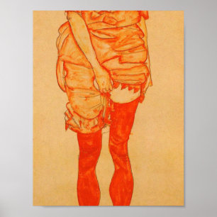 Poster Egon Schiele - Femme debout En Rouge