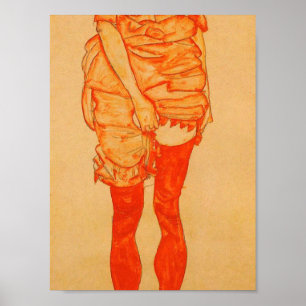 Poster Egon Schiele - Femme debout En Rouge 1913