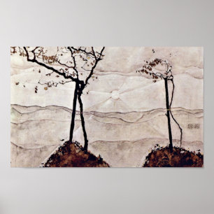 Poster Egon Schiele - le soleil et arbres d'automne