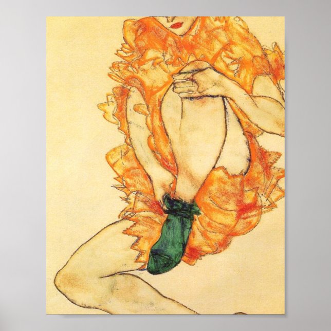 Poster Egon Schiele - Le Stocking Vert (Devant)