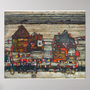 Poster Egon Schiele - Maisons Avec Blanchisserie