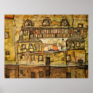 Poster Egon Schiele - Mur de maison sur la rivière