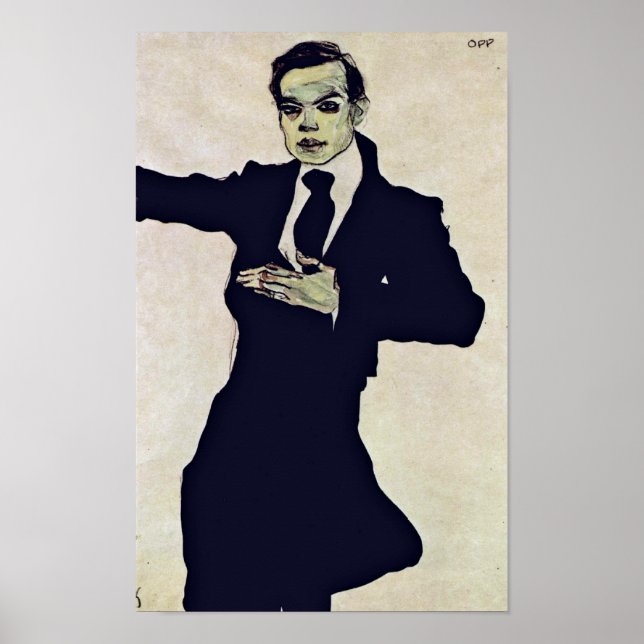 Poster Egon Schiele - Portrait de Max Oppenheimer (Devant)
