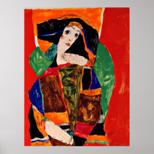 Poster Egon Schiele - Portrait d'une femme
