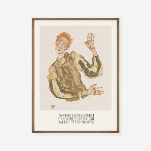 Poster Egon Schiele Self Portrait with Armlets Art