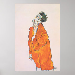 Poster Egon Schiele 'Tunique orange' Impressionnisme expr