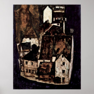 Poster Egon Schiele - Ville morte sur la rivière bleue
