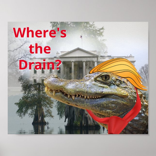 Poster Égoutter la maison blanche du marais Trump reptile (Devant)