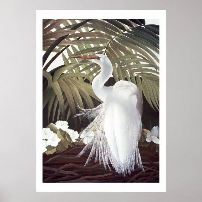 Poster Egret et Palmes (Devant)