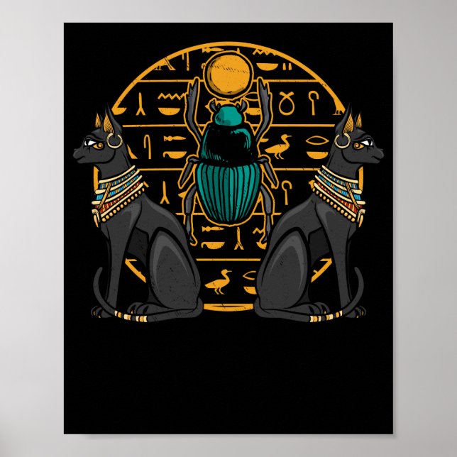 Poster Égypte Bastet Cat Scarab Histoire de l'Égypte (Devant)