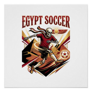 Poster Égypte Football Squelette Buteur Nations Sport Pre