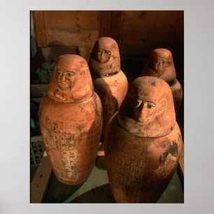 Poster Égypte, jarres canopes de la 26e dynastie trouvées