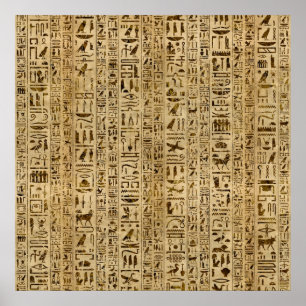 Poster Egyptian hieroglyphs on papyrus