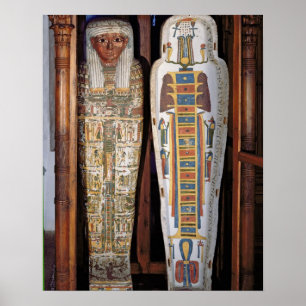 Poster Egyptian sarcophagus covered with hieroglyphics