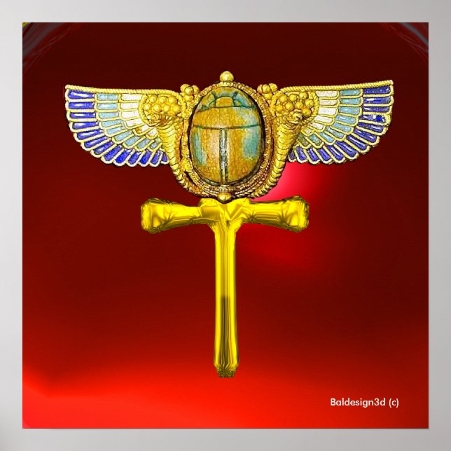 POSTER EGYPTIEN SCARAB ANKH, BIJOU D'OR CORNUCOPIA (Devant)