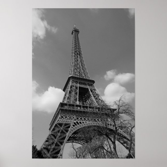 Poster Eiffel nuageux en noir et blanc, 2015 (Devant)