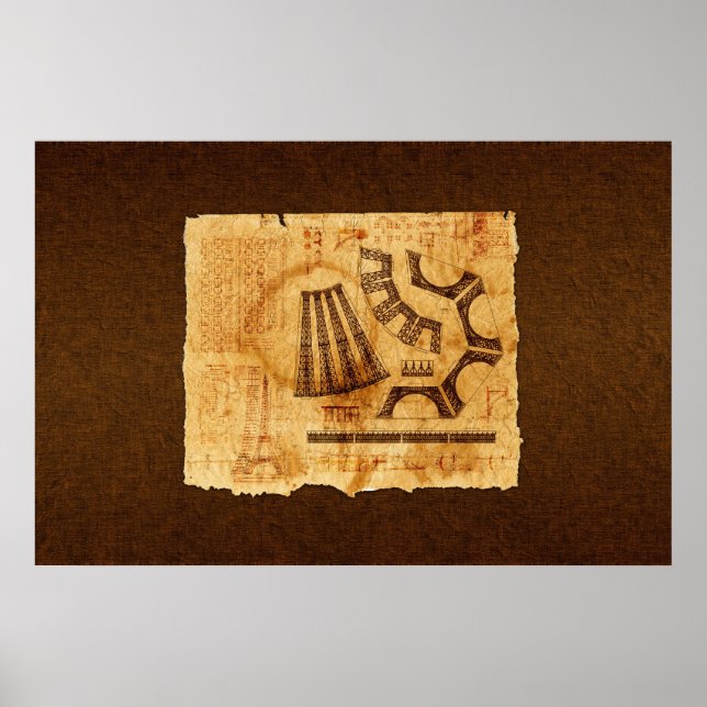 Poster Eiffel Tour Blueprints (Devant)