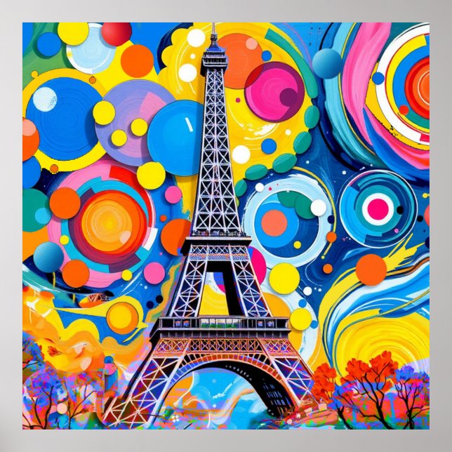 Poster Eiffel Tower Pop Art (Devant)