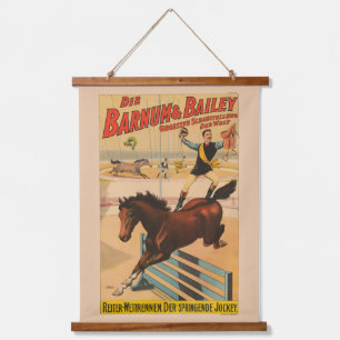 Poster eines auf Pferd Stehenden Mannes Wandteppich Mit Holzrahmen