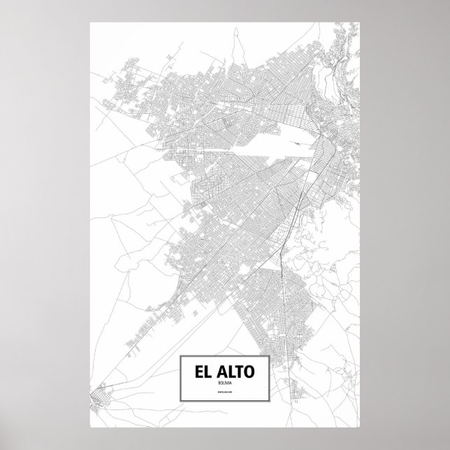 Poster El Alto, Bolivie (noir sur blanc) (Devant)