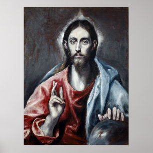 Poster El Greco Christ bénir le sauveur du monde