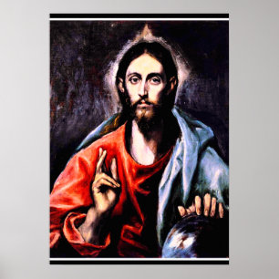 Poster El Greco - Christ comme Sauveur, portrait d'art