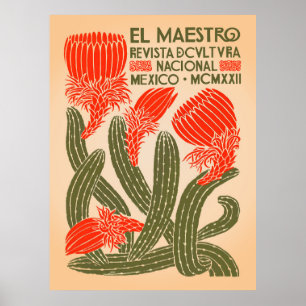 Poster El Maestro Cactus Print Art Botanique Mexicain