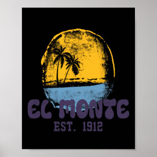 Poster El Monte Californie Rétro Surfeur Vintage Plage Po