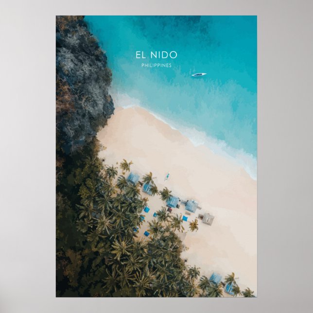 Poster El Nido, Philippines Illustration de voyage (Devant)