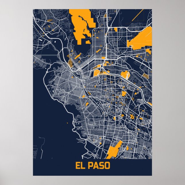Poster EL Paso - États-Unis Bluefresh City Map (Devant)