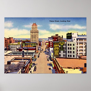 Poster El Paso, Texas Downtown Texas Street 1940