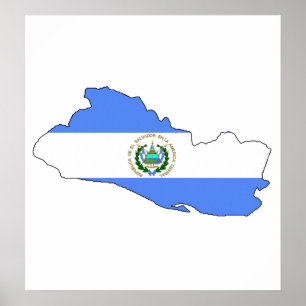 Poster El Salvador Carte du drapeau pleine taille