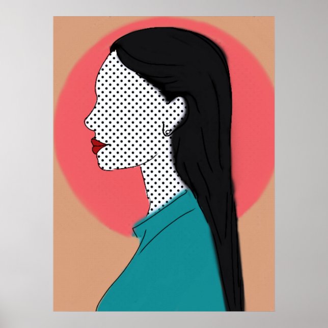 Poster Ela de perfil  - camadas (Devant)