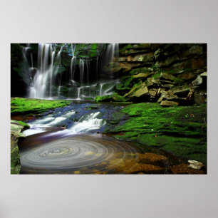 Poster Elakala Cascades Éclatant Piscine Mossy Rocks